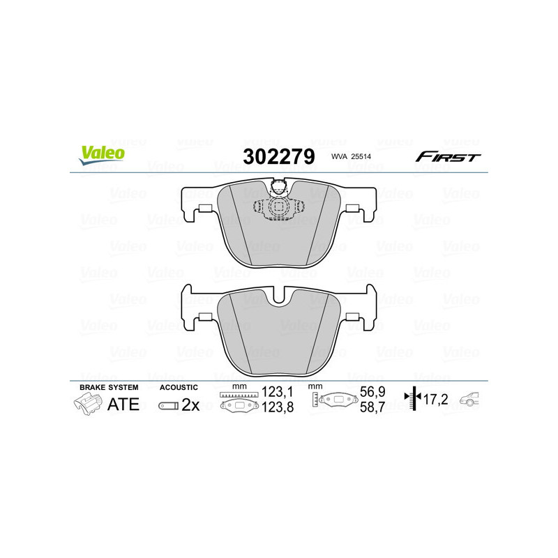 VALEO 302279 Brzdové platničky Zadné pre
