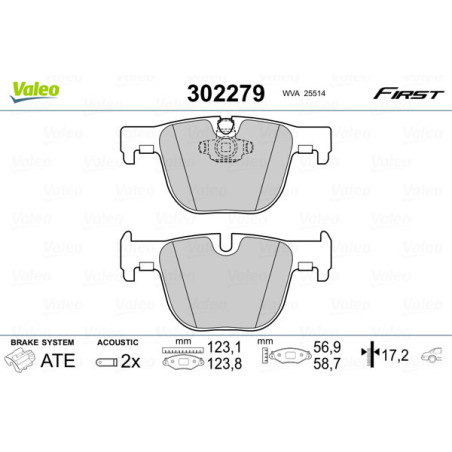 VALEO 302279 Klocki hamulcowe Tył dla