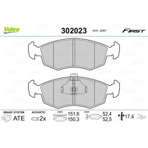 VALEO 302023 Pastiglie freno Anteriore per