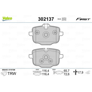 VALEO 302137 Pastillas de freno Trasero para