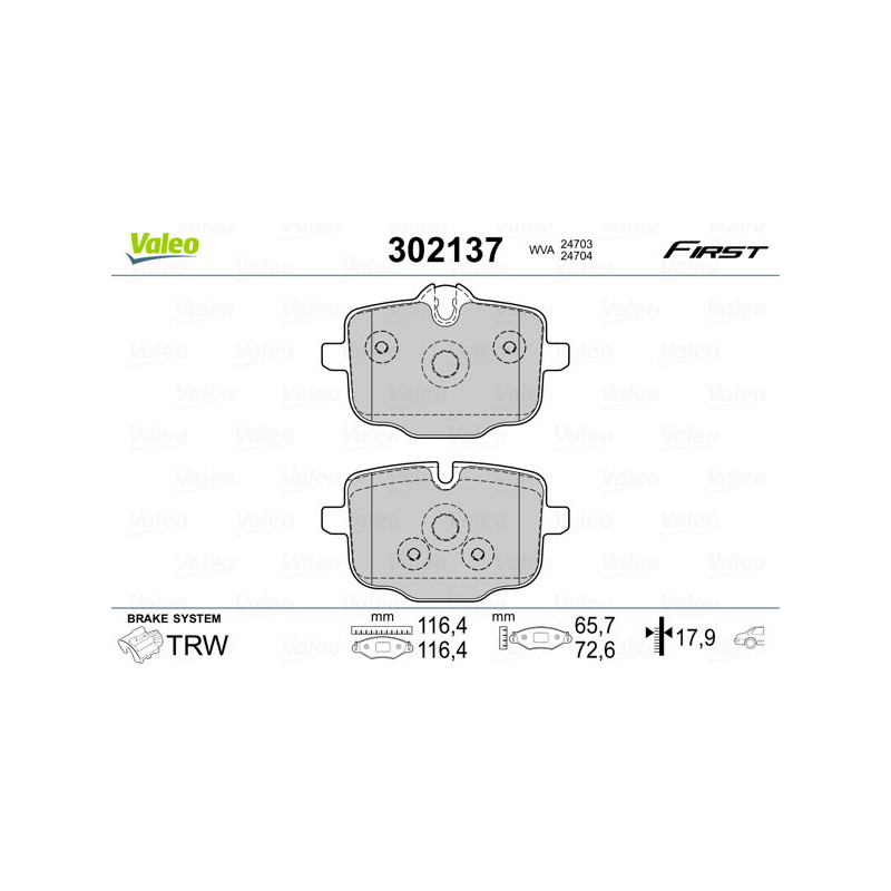 VALEO 302137 Klocki hamulcowe Tył dla