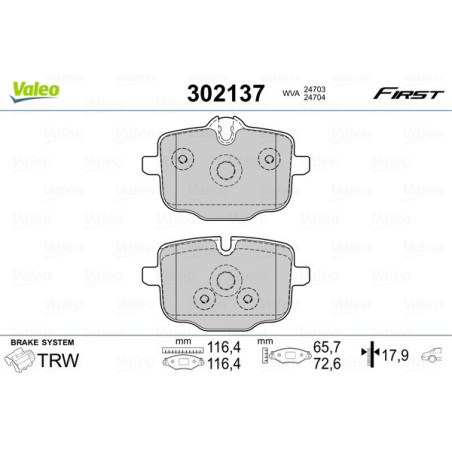 VALEO 302137 Pastillas de freno Trasero para