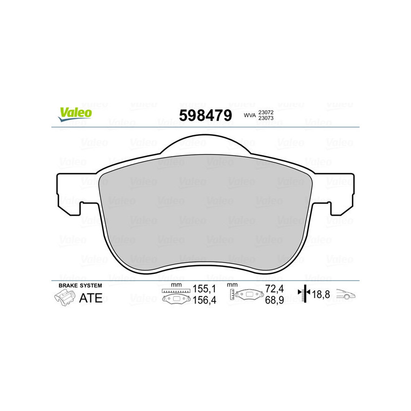 VALEO 598479 Brzdové platničky Predné pre