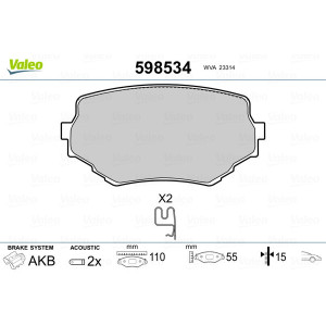 VALEO 598534 Pastillas de freno Delantero para
