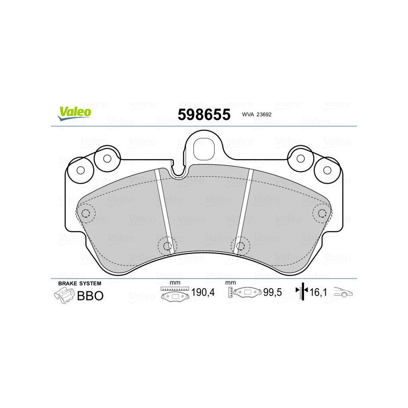 VALEO 598655 Pastillas de freno Delantero para