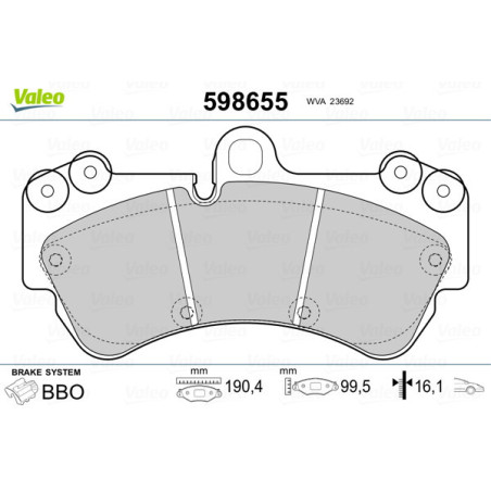 VALEO 598655 Plaquettes de frein Avant pour