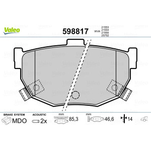 VALEO 598817 Brzdové platničky Zadné pre