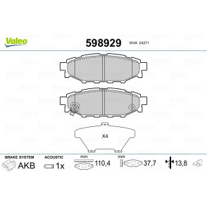 VALEO 598929 Brzdové platničky Zadné pre