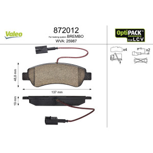 VALEO 872012 Pastillas de freno Trasero para