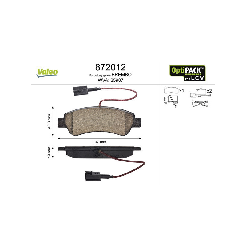 VALEO 872012 Brake Pads Set Rear for