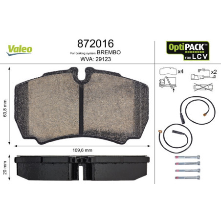 VALEO 872016 Brake Pads Set Rear for