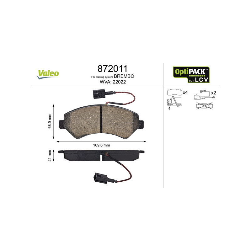 VALEO 872011 Brake Pads Set Front for