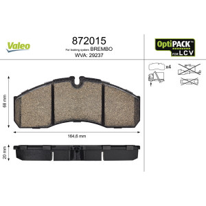 VALEO 872015 Brzdové destičky Přední pro