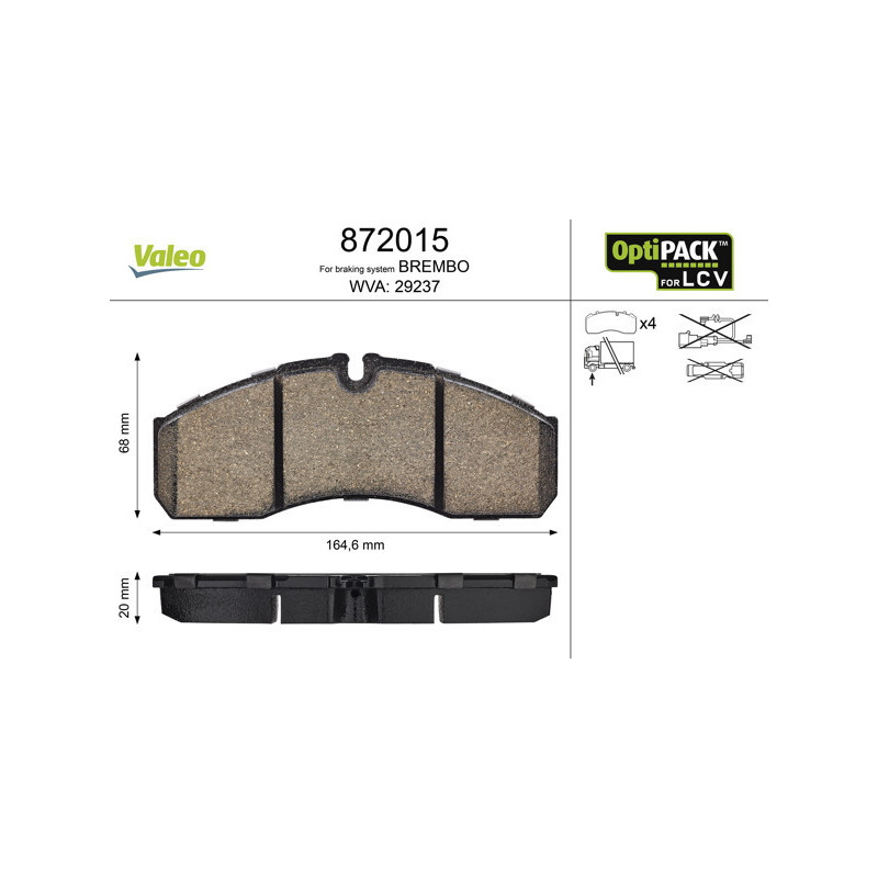 VALEO 872015 Plaquettes de frein Avant pour