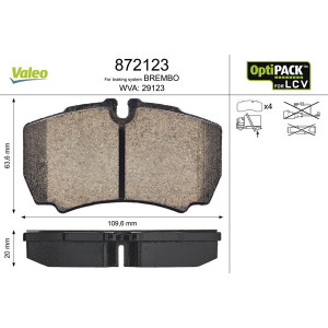 VALEO 872123 Pastillas de freno Trasero para
