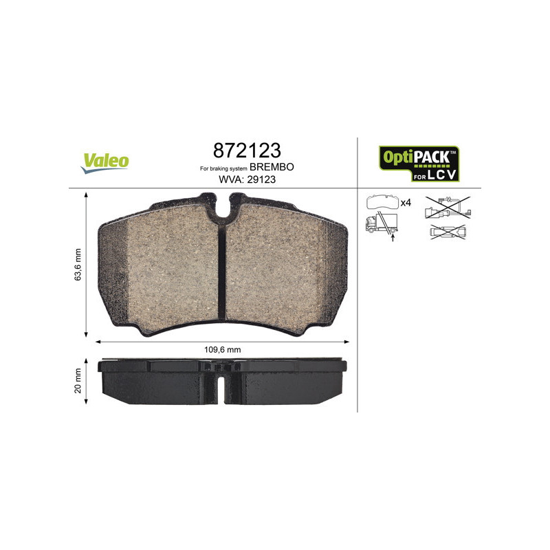 VALEO 872123 Pastiglie freno Posteriore per