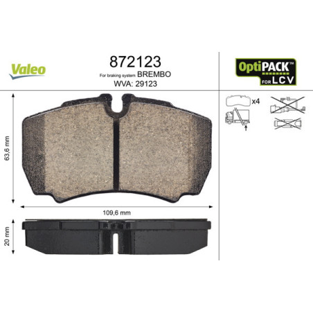 VALEO 872123 Bremsbeläge Hinten für