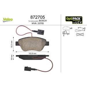 VALEO 872705 Pastillas de freno Delantero para