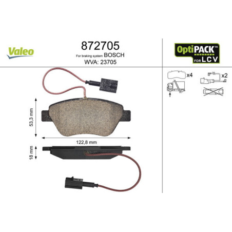 VALEO 872705 Brzdové platničky Predné pre