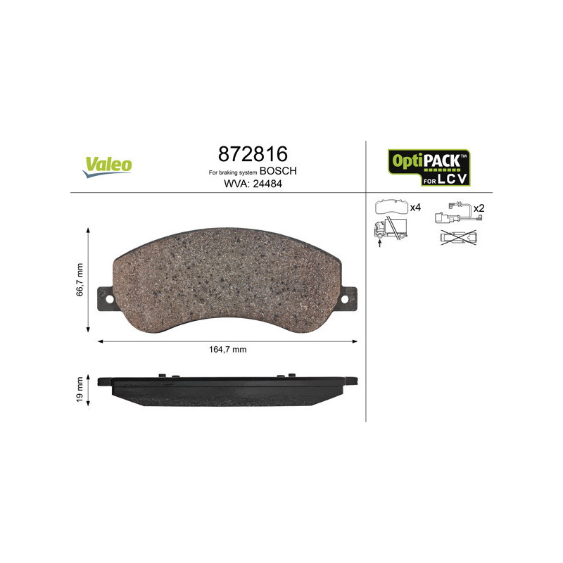 VALEO 872816 Brzdové destičky Přední pro