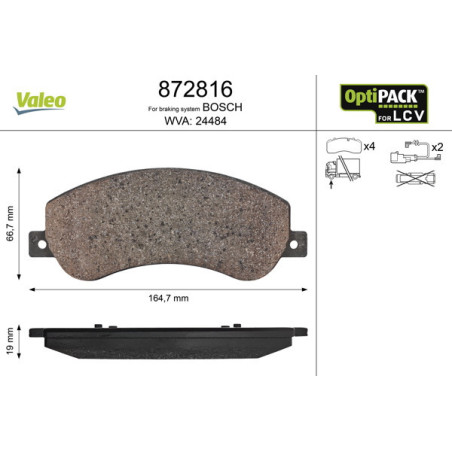 VALEO 872816 Klocki hamulcowe Przód dla