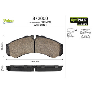 VALEO 872000 Brzdové platničky Predné pre