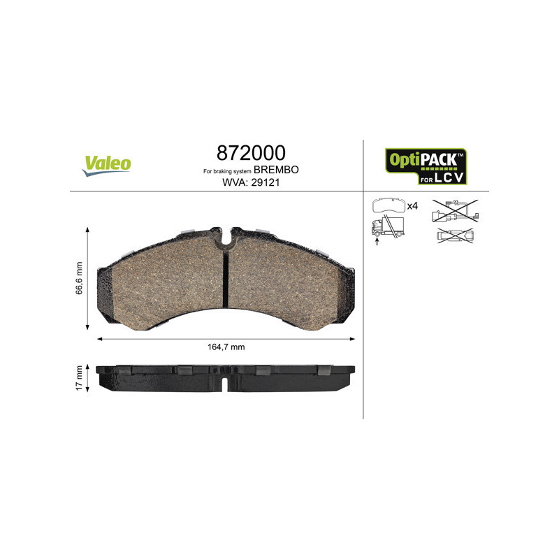 VALEO 872000 Pastiglie freno Anteriore per