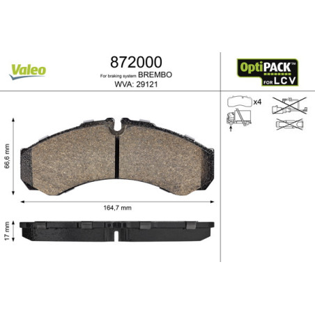 VALEO 872000 Klocki hamulcowe Przód dla