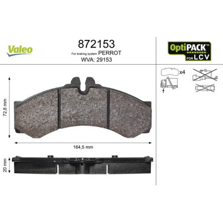 VALEO 872153 Brzdové destičky Přední pro