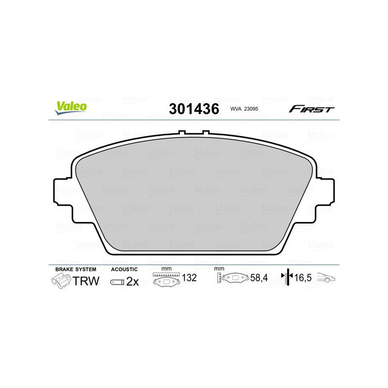 VALEO 301436 Brzdové platničky Predné pre