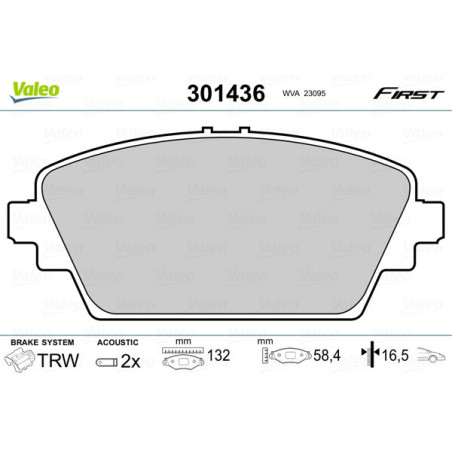 VALEO 301436 Klocki hamulcowe Przód dla