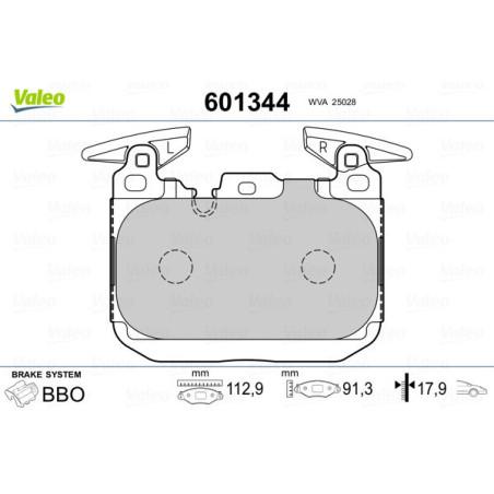 VALEO 601344 Klocki hamulcowe Przód dla