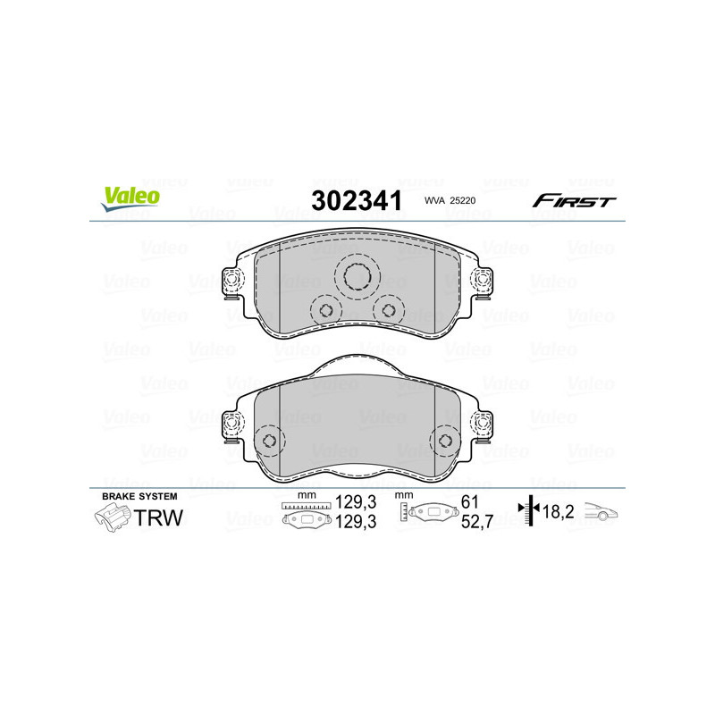 VALEO 302341 Brzdové destičky Přední pro