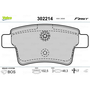 VALEO 302214 Brzdové platničky Zadné pre