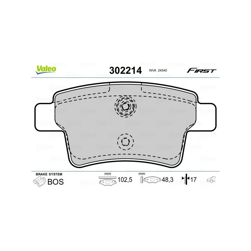 VALEO 302214 Pastillas de freno Trasero para