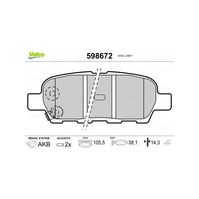 VALEO 598672 Plaquettes de frein Arrière pour