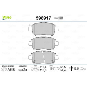 VALEO 598917 Plaquettes de frein Avant pour