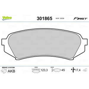 VALEO 301865 Brzdové platničky Zadné pre