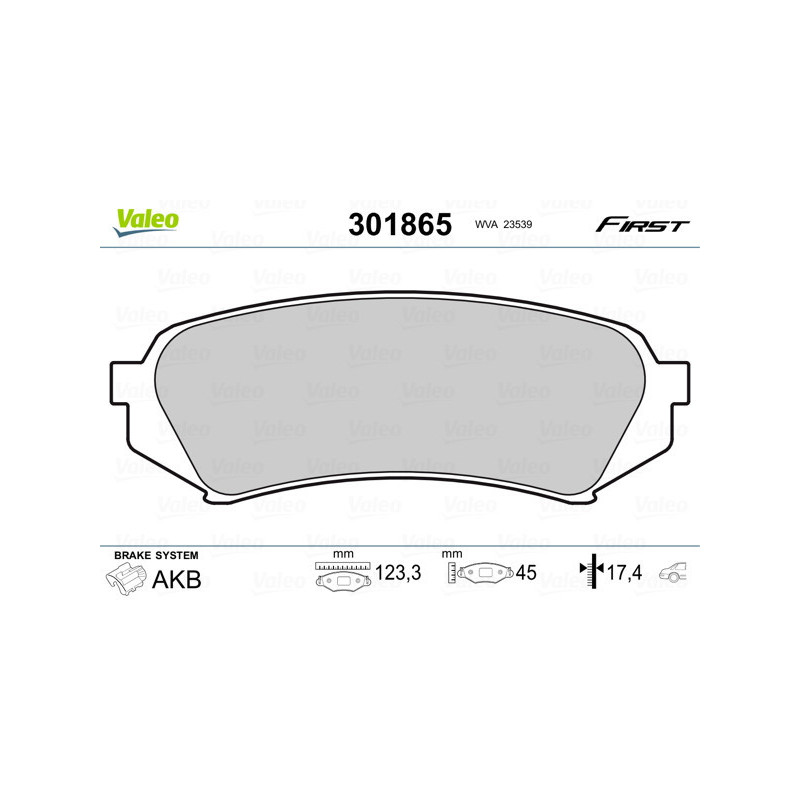 VALEO 301865 Klocki hamulcowe Tył dla