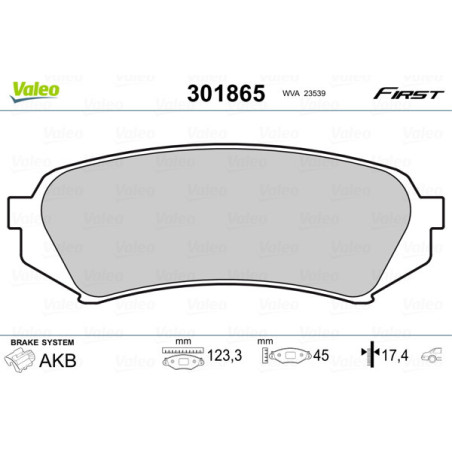VALEO 301865 Pastillas de freno Trasero para