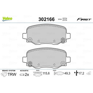 VALEO 302166 Plaquettes de frein Arrière pour