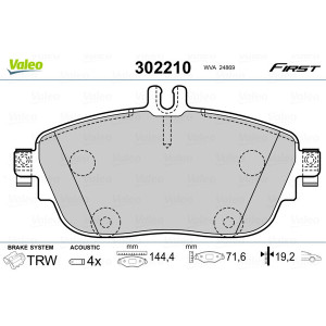 VALEO 302210 Brzdové platničky Predné pre