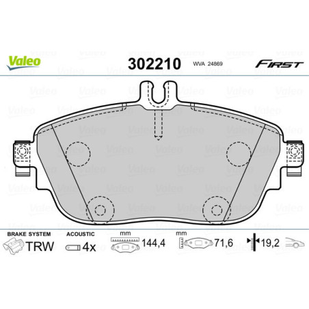 VALEO 302210 Plaquettes de frein Avant pour
