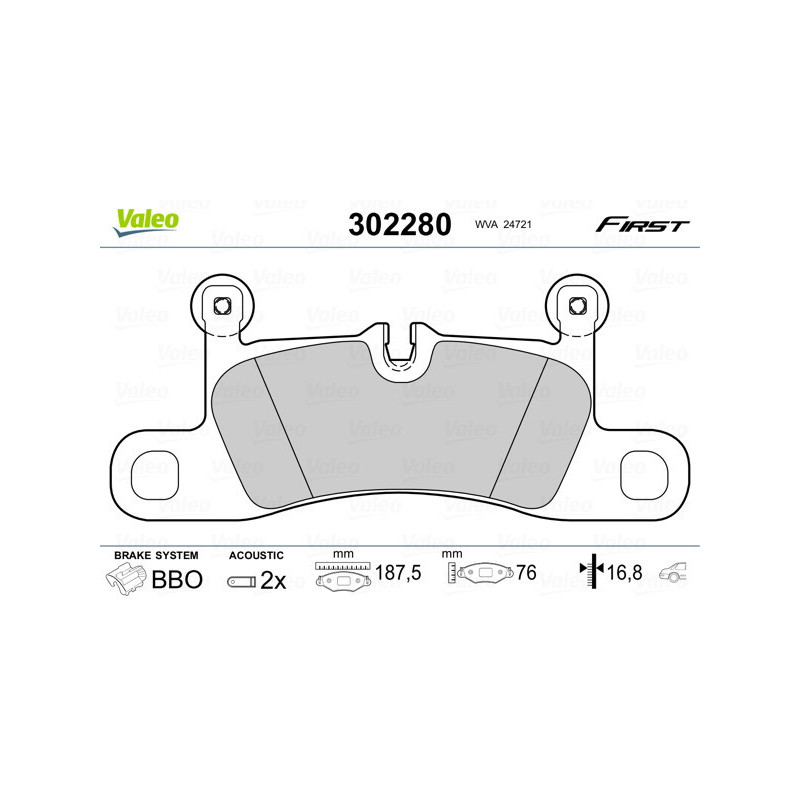 VALEO 302280 Klocki hamulcowe Tył dla