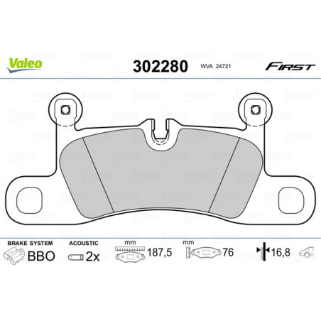 VALEO 302280 Klocki hamulcowe Tył dla