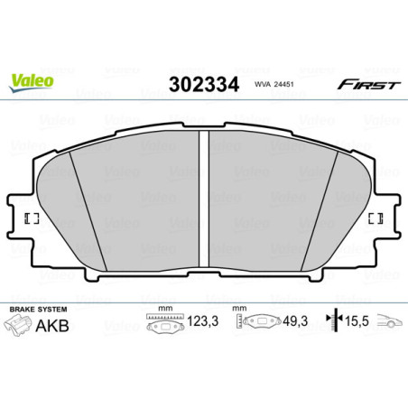 VALEO 302334 Brzdové platničky Predné pre