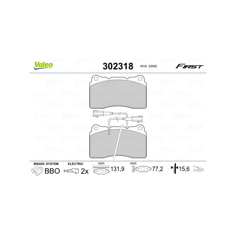 VALEO 302318 Bremsbeläge Vorne für