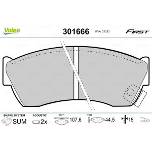 VALEO 301666 Brzdové platničky Predné pre