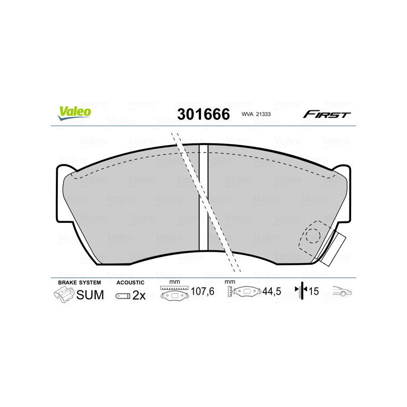 VALEO 301666 Brzdové platničky Predné pre