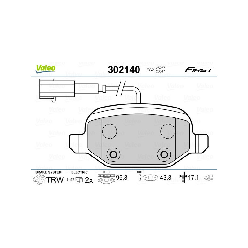 VALEO 302140 Bremsbeläge Hinten für